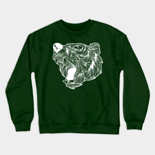 Fiery Bear Scary with Fangs Mandala Black and White Brave Warrior Crewneck Sweatshirt